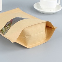 Sachet Doypack en papier kraft brun de qualité alimentaire, étanche, refermable avec fermeture éclair et fenêtre transparente