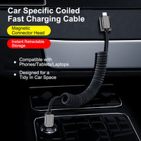 Câble de charge rapide et de données télescopique en nylon tressé anti-torsion de 1,5 m, 240 W, 5 A, Type-C, avec connecteur magnétique pour téléphone portable (vente en gros)