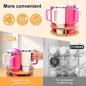 Support de tasses rotatif 30-40 oz, organisateur de gobelets en bois, support pour bouteilles d'eau pour rangement dans les armoires de cuisine - Product Image 4