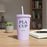 Gobelet écologique biodégradable avec paille, anti-fuite, compatible micro-ondes, sans BPA, compatible lave-vaisselle, personnalisation en petites séries