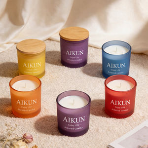 AIKUN Glass Jar Scented <b>Candle</b> Frosted Soy Wax Single Wick Aromatherapy Home Decor Gift OEM ODM Wholesale Factory - Product Image 1