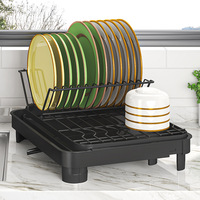 Égouttoir à vaisselle pliable en acier au carbone, design moderne noir, pour évier de cuisine, économiseur d'espace, anti-rouille