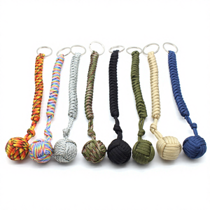 Equipo de Supervivencia al Aire Libre, <span class=keywords><strong>Llavero</strong></span> de Paracord Tejido a Mano de 25 cm con Bola de Acero Inoxidable para Defensa Personal, Puño de Mono, Seguro de Usar - Product Image 1