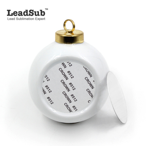 Wholesale Decorative Hanging Customized Christmas Tree Sublimation White <strong>Ceramic</strong> Ornaments Ball <strong>Bauble</strong> with Printed Logo - Product Image 2
