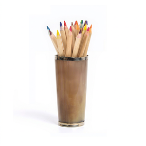 Minimalist Natural Horn Wood Handmade Desk Organizer Standing Type Single Tier Glossy Finish <b>Office</b> <b>Storage</b> Holder Pencils Pens - Product Image 1