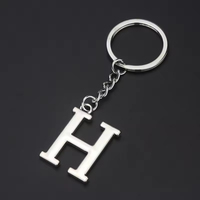 Porte-clés en métal DIY avec lettres A-Z, couleur argent, pour clés de voiture, cadeau pour femme, 26 lettres, porte-clés pour fête