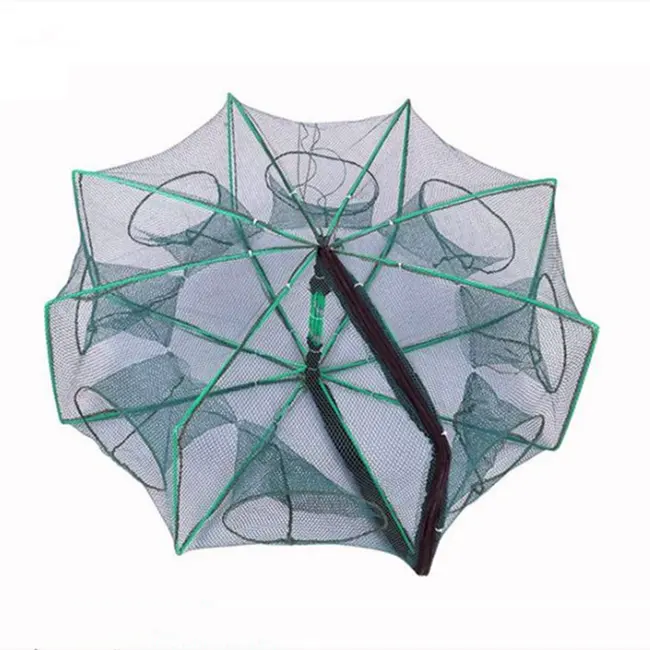 Chinese supplier 6 Hole Small Fish Cage Umbrella Fishing Cast Net Fish and Shrimp Cage Folding Outdoor Fishing Tool