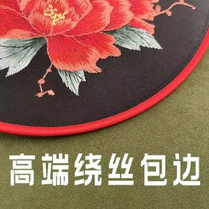 Round Fan With Ancient Style Embroidery Silk Hand Painted Floral Pattern Hanfu Cheongsam Party Accessory - Product Image 3