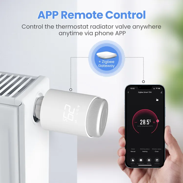 Tuya Zigbee 스마트 라디에이터 온도 조절기 밸브 APP 제어 Alexa Google 홈 라디에이터 밸브와 함께 쉬운 설치 작업