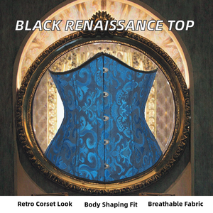 Corsé Negro Renacentista para Mujer, Top Retro con Varillas y Cordones, Bustier Moldeador Transpirable, Estilo Palacio, Sexy - Product Image 2
