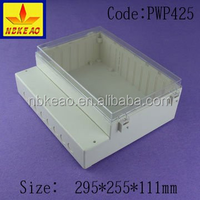 PWP425 295X255X111mm Boîtier en plastique IP65 Couvercle transparent à charnière Boîtier électrique extérieur étanche Boîte de jonction