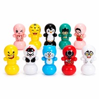 Mainan Mini Wobble Tumbler, Figur Hewan Kartun Plastik 3,5cm, Aneka Kotak Misteri untuk Pajangan Ritel