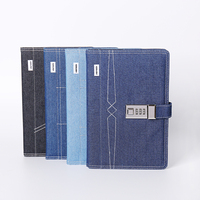 Carnet A5 personnalisé en jean avec couverture rigide durable, insert amovible et serrure à code – Cadeau idéal