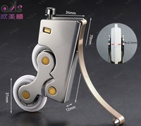 Poulie de porte coulissante moderne en acier inoxydable à double came, finition satinée, épaisseur 1,4 mm, roue inférieure de porte de placard pour cuisine