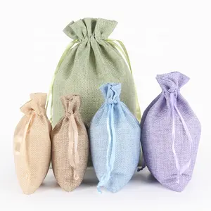 Eco-friendly di qualità su misura a buon mercato di lino con coulisse sacchetto di piccolo mussola sacchetto riciclato coulisse pouch per promozionale