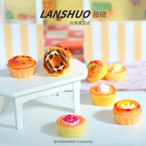 Lanshuo <b>Mini</b> Resin Egg Tarts 1:12 <b>Scale</b> Dollhouse Food Toy Set For Playhouse DIY Accessories - Product Image 4