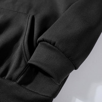 Sudadera con Capucha Personalizada OEM, 100% Algodón, Felpa Gruesa, Sudadera con Capucha Negra Extra Grande para Hombre con Logotipo Personalizado