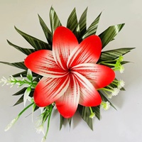 Pince à cheveux Fleur de Plumeria Hawaïenne avec feuilles en mousse EVA, Tiara Hibiscus, Accessoire de cheveux artificiel style Polynésien Samoan