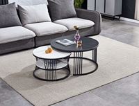 Table basse ronde contemporaine pliée en métal doré noir côté verre marbre pierre mdf Table gigogne en bois