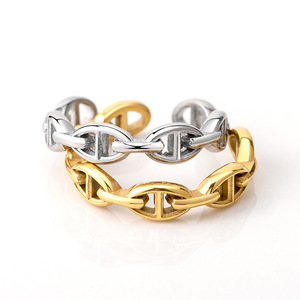 แหวนแฟชั่น ไทเทเนียมสตีล ดีไซน์โซ่เรขาคณิต แหวนคู่รัก ของขวัญ เครื่องประดับ ฤดูใบไม้ผลิ 2021 - Product Image 2