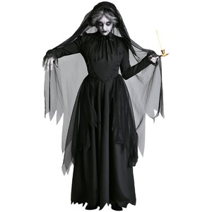 Disfraz de Fantasma de la Noche para Mujer, Capa Larga Negra con Capucha, Túnica de Bruja, Túnica de la Muerte, Disfraz de Halloween para Fiesta - Product Image 4