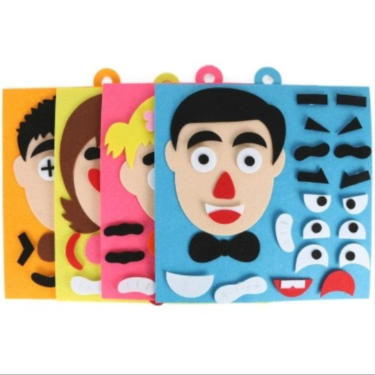 Espressioni FAI DA TE Feltro Tessuto Adesivi Fatti A Mano Giocattoli per I Bambini Emozione Cambiamento di Puzzle Sussidi Didattici Per Bambini Giocattoli Educativi