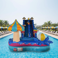 Toboggan aquatique gonflable en PVC de qualité commerciale avec motif champignon, certifié CE, léger, pour la location de piscines et la vente en gros