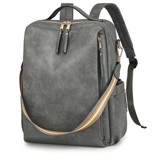 Fashion PU Laptop <b>Backpack</b> Zipper Closure Letter 36-57L Capacity-Waterproof Lightweight for Student Commute Office Travel - Product Image 1