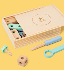 Boîte à <span class=keywords><strong>outils</strong></span> <span class=keywords><strong>en</strong></span> <span class=keywords><strong>bois</strong></span> pour exercices de motricité fine des mains des bébés, formation éducative, assemblage créatif de vis et d'écrous, boîte à <span class=keywords><strong>outils</strong></span> pour enfants, garçons et filles - Product Image 4