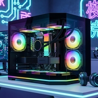 Boîtier PC de jeu transparent avec écran, compatible E-ATX MATX, avec alimentation pour montage DIY de bureau