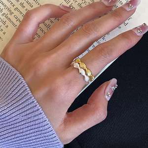 Anillo de Plata de Ley S925 con Incrustaciones Tridimensionales, Anillo Abierto Versátil, Estilo Dulce y Moderno - Product Image 3