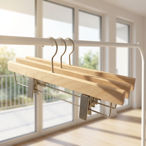 Premium unpainted trouser clips Custom sizes wood <b>hangers</b> Custom logos wood <b>hangers</b> Clothing store display <b>hangers</b> - Product Image 4