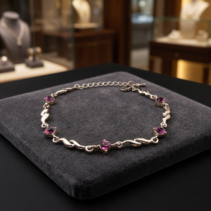 Bracelet élégant en argent 925 avec cristaux violets sertis clos pour femme, bijou classique pour tous les jours, marque fabriquée au Rajasthan - Product Image 2