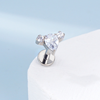 TOPOSH Gothic Serpent Titanium Zircon Stud with Internal Thread for Cartilage Tragus Helix Piercings 8mm