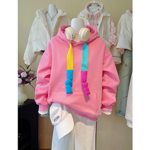 <span class=keywords><strong>Sweat</strong></span>-shirt à <span class=keywords><strong>capuche</strong></span> décontracté en tricot respirant de haute qualité avec cordon de serrage, adapté aux sweats fins pour femmes en automne et en hiver - Product Image 4