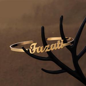 <span class=keywords><strong>Pulsera</strong></span> de Acero Inoxidable Personalizada con Nombre en Letras Inglesas, Bañada en <span class=keywords><strong>Oro</strong></span>, Diseño Abierto, Certificación CE ROHS, para <span class=keywords><strong>Hombre</strong></span>, Regalos para Días Festivos - Product Image 1