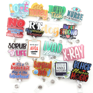 Portacredencial Retráctil de Acrílico con Letra RN con Purpurina y Diseño Personalizado, Serie Médica para Enfermera, Sujetador para Tarjeta de Identificación y <span class=keywords><strong>Nombre</strong></span>, Accesorios para Enfermería - Product Image 3