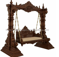 Balançoire rectangulaire moderne en teck style Rajwada avec sculpture d'aigle, faite à la main, réglable, en bois massif, pour salon intérieur, Jhula pour la maison