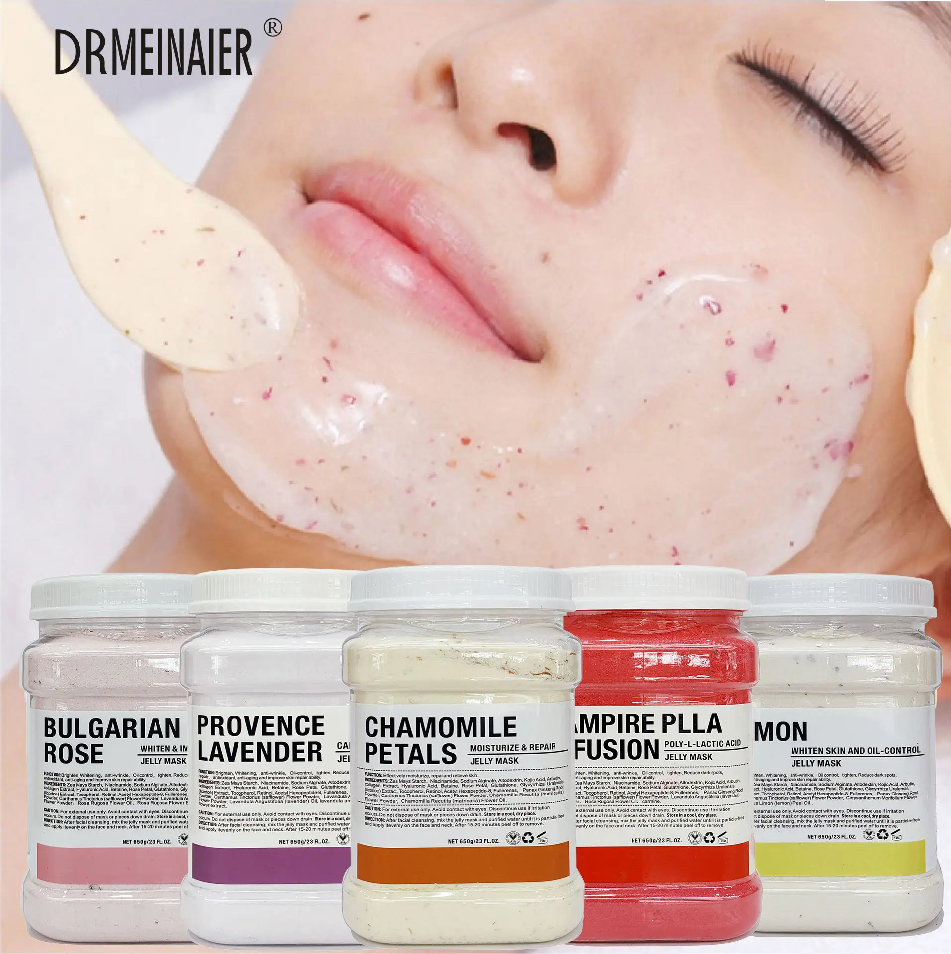 OEM 650g Natural Organic Facial Mask Powder For Dark Face Skin Brightening Repairing Hydro Jelly Face Mask