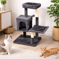 Arbre à chat multi-niveaux en peluche, écologique et durable, avec poteaux en sisal et structure d'escalade en velours pour chatons et chats adultes d'intérieur