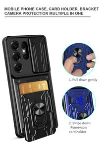 Coque de téléphone de <span class=keywords><strong>Protection</strong></span> d'objectif de fenêtre coulissante de fente de carte pour Samsung Galaxy S26 Ultra S26 + S25 <span class=keywords><strong>FE</strong></span> S25 Edge Kickstand Cover - Product Image 4