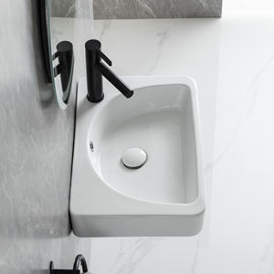 China Factory Sanitary Ware Montado en la pared con grifo Fregaderos de baño Colgante de pared Rectangular Rock Plate Lavabo - Product Image 2