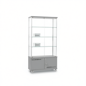 Aluminium <b>Framed</b> Showcase 95x39x185cm Light <b>Grey</b> With Lockable Doors And Adjustable Shelves Display Cabinet - Product Image 2