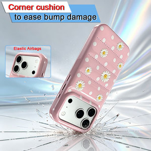 Étui <span class=keywords><strong>de</strong></span> <span class=keywords><strong>téléphone</strong></span> en cuir PU souple et élégant à motif floral à pois pour iPhone 17, découpes inférieures précises, <span class=keywords><strong>coque</strong></span> fine et antichoc - Product Image 3