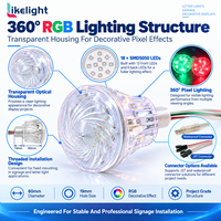 Lumière ponctuelle à pixels RGB UCS2903 de 60 mm, DC24V, SMD5050, 18 LED, 360 degrés, programmable, type cabochon, pour enseignes publicitaires et projets de logos