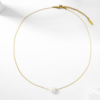 2025 nouveau minimaliste 18K plaqué or en acier inoxydable perle d'eau douce pendentif collier lien chaîne bouddhisme femmes bijoux élégants