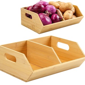 Boîte de rangement en bambou de Bali avec séparateur pour légumes et fruits, organiseur de cuisine - Product Image 1