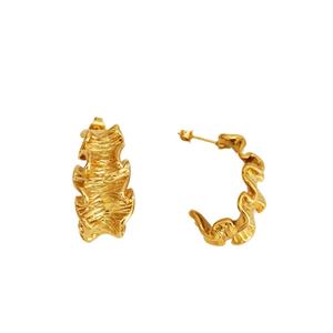 Boucles d'oreilles manchette hypoallergéniques en acier inoxydable PVD plaqué or 18 carats, résistantes à l'eau, non ternissables, pour femmes, vente en gros - Product Image 4