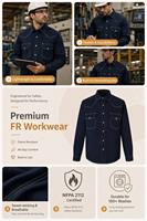 Camisa a Cuadros Ignífuga Ligera para Hombre, Certificada NFPA2112/CAT2, Color Caqui, Resistente a las Llamas, de Algodón Antiestático