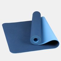 Tapis de yoga TPE antidérapant, élastique, haute densité, étanche, double couche, bicolore, 6 mm, avec logo personnalisé